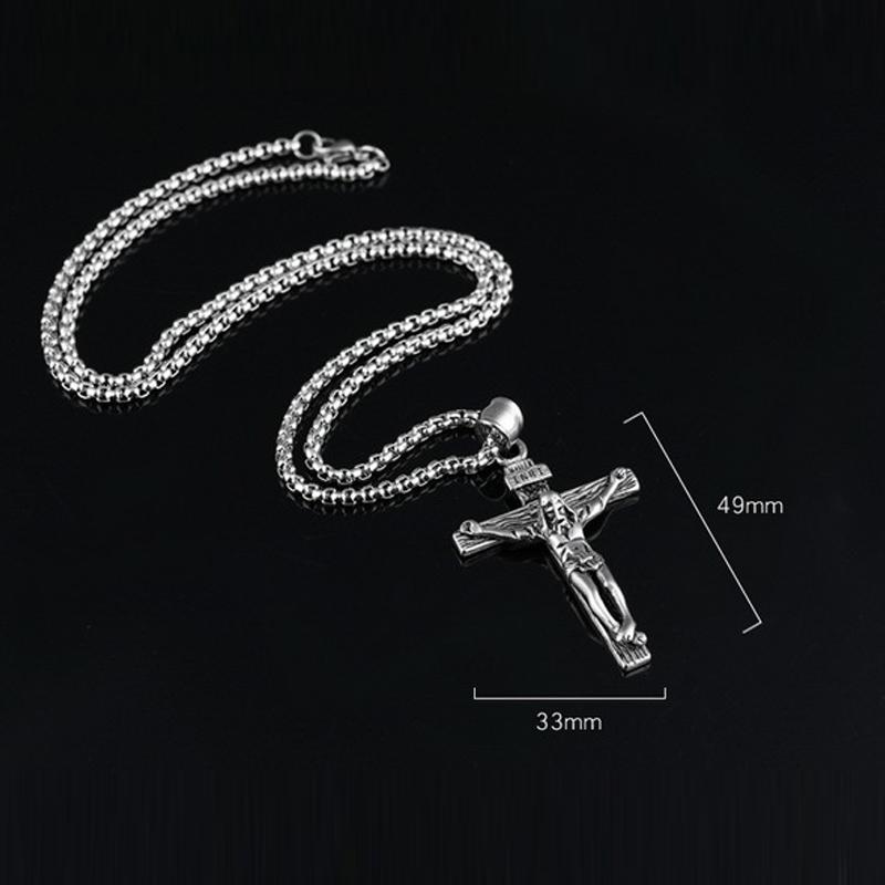 Men's Tri-Color Crucifix Pendant Necklace