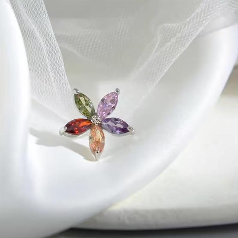 Multi-Colored Zircon Flower Earrings