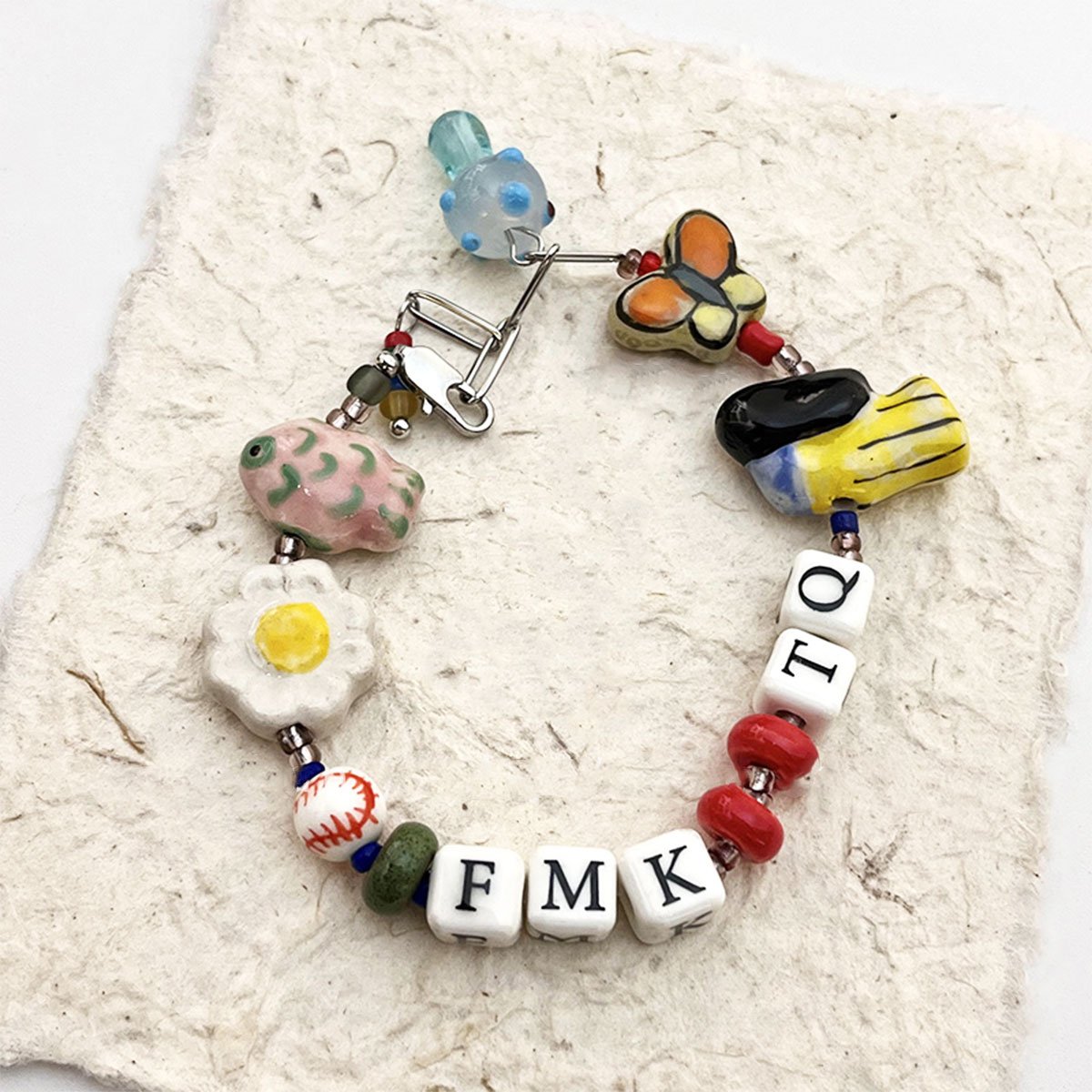 Handmade Ceramic Bead Charm Bracelets