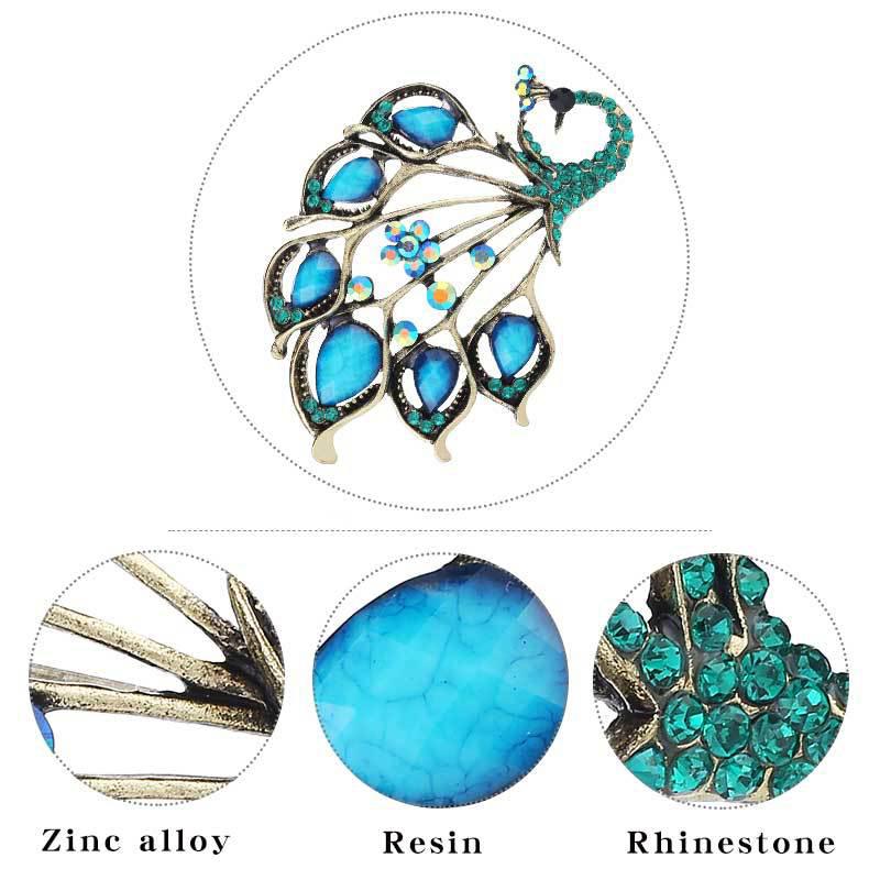 Vintage Luxurious Peacock Sapphire Brooch