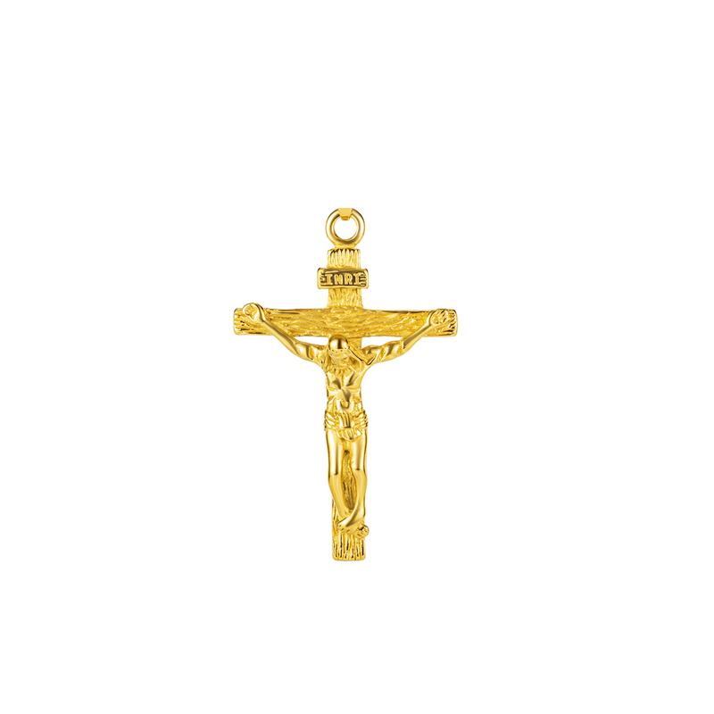 Men's Tri-Color Crucifix Pendant Necklace