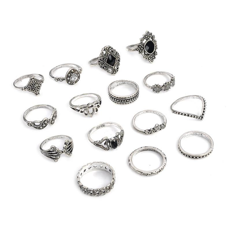 Bohemian Vintage-Inspired Ring Set