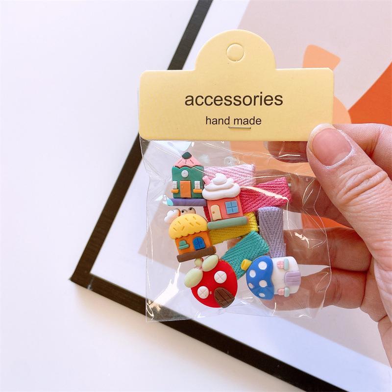 Cute House and Mushroom Hair Clips Set