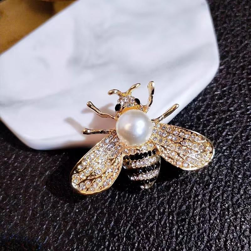 Pearl & Crystal Bee Brooch