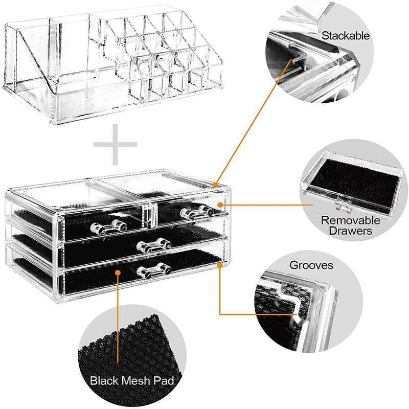 4-Drawer Acrylic Jewelry & Cosmetic Organizer