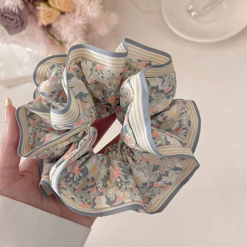 Chiffon Floral Solid Color Large Scrunchie