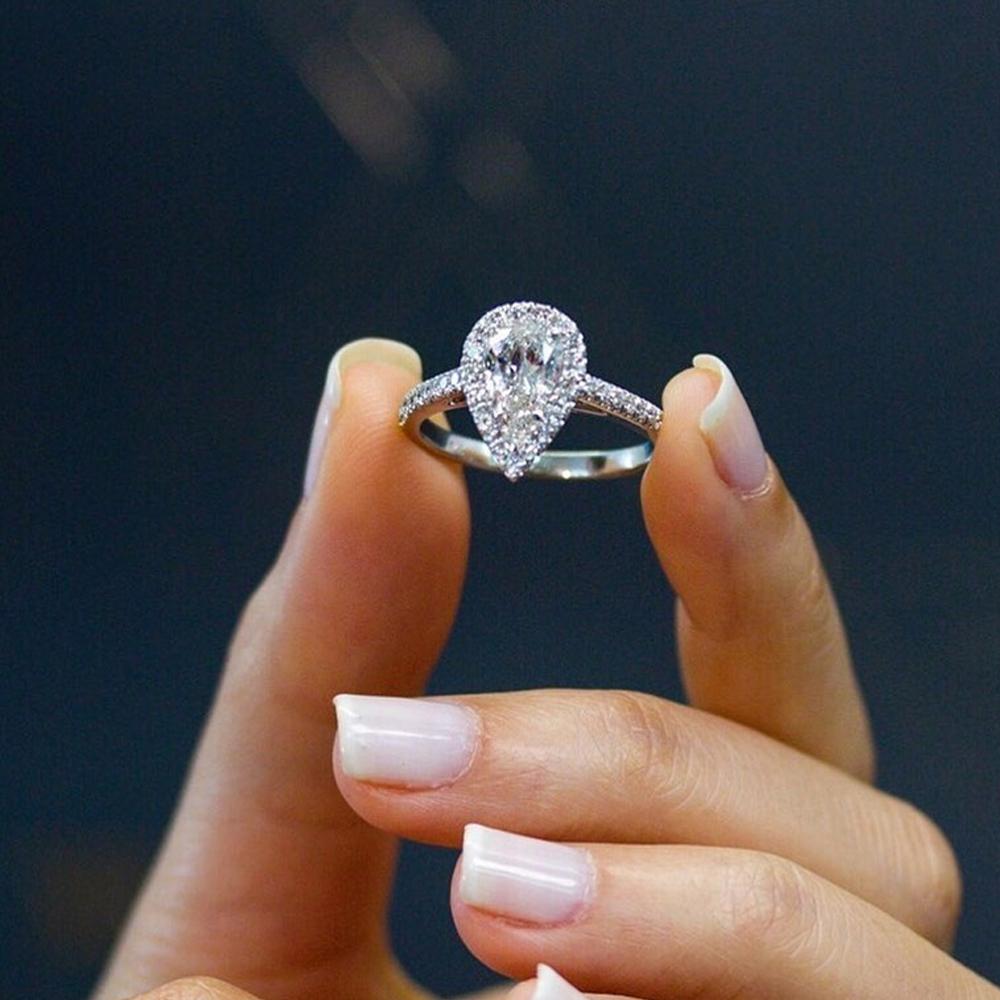 Pear-Shaped Zircon Engagement Ring