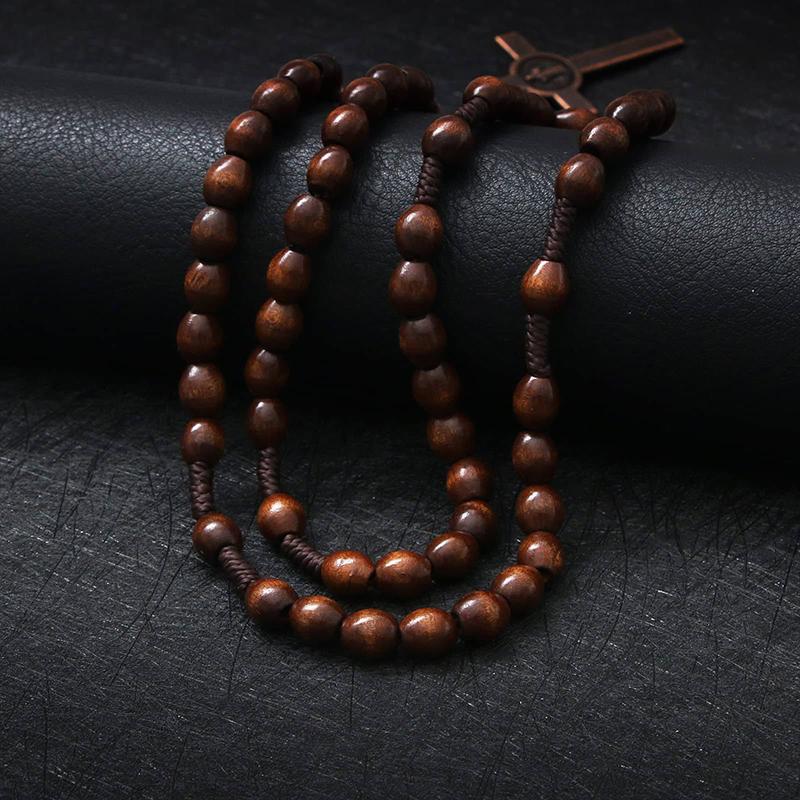 Vintage Wooden Catholic Pendant