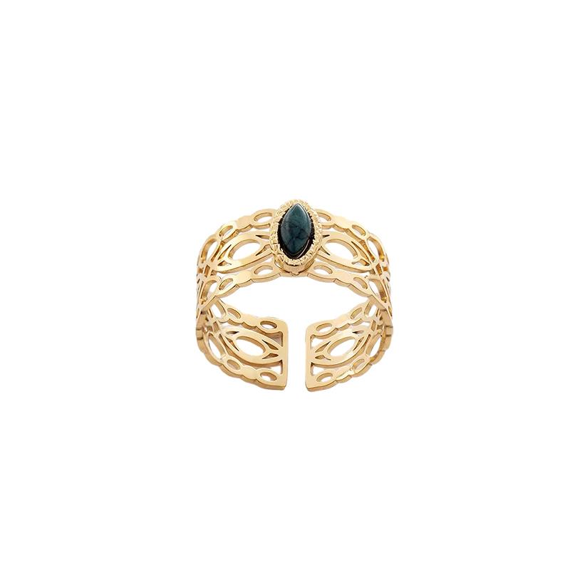 Malachite Green Open Ring in Gold