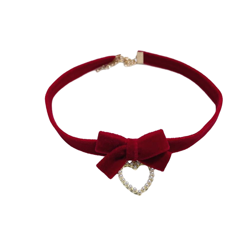 Vintage Red Velvet Imitation Diamond Chocker