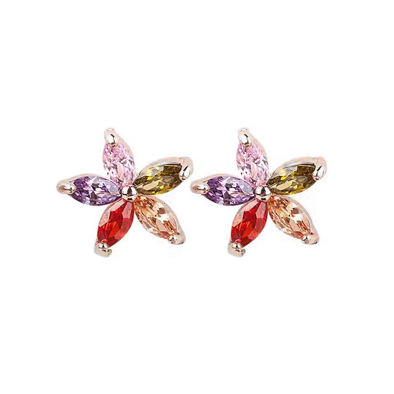 Multi-Colored Zircon Flower Earrings