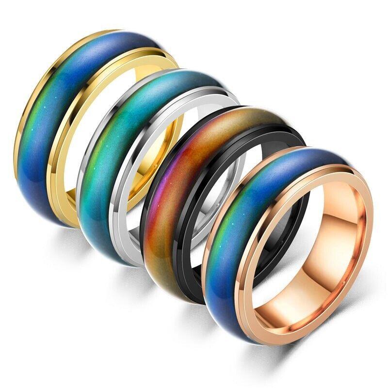 Multi-Hued Stainless Steel Unisex Ring