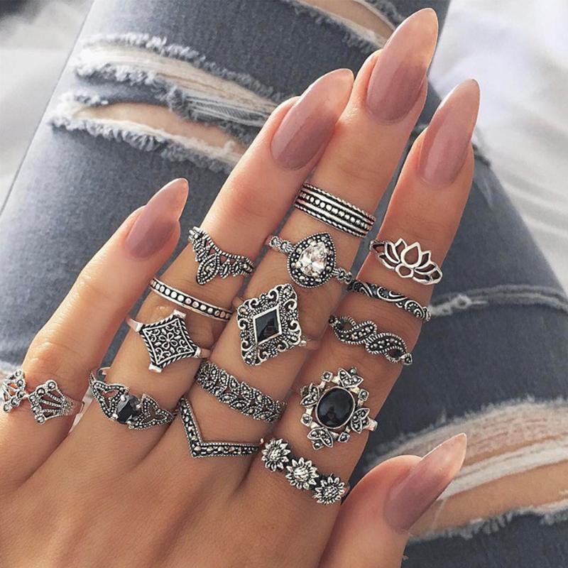 Bohemian Vintage-Inspired Ring Set