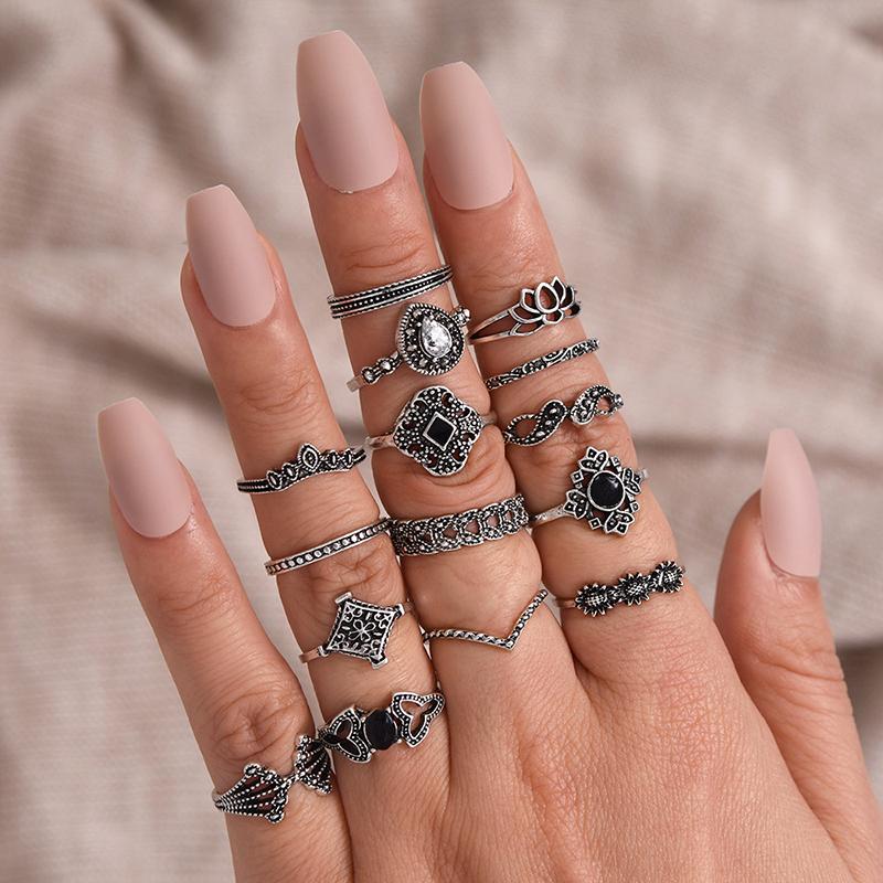 Bohemian Vintage-Inspired Ring Set