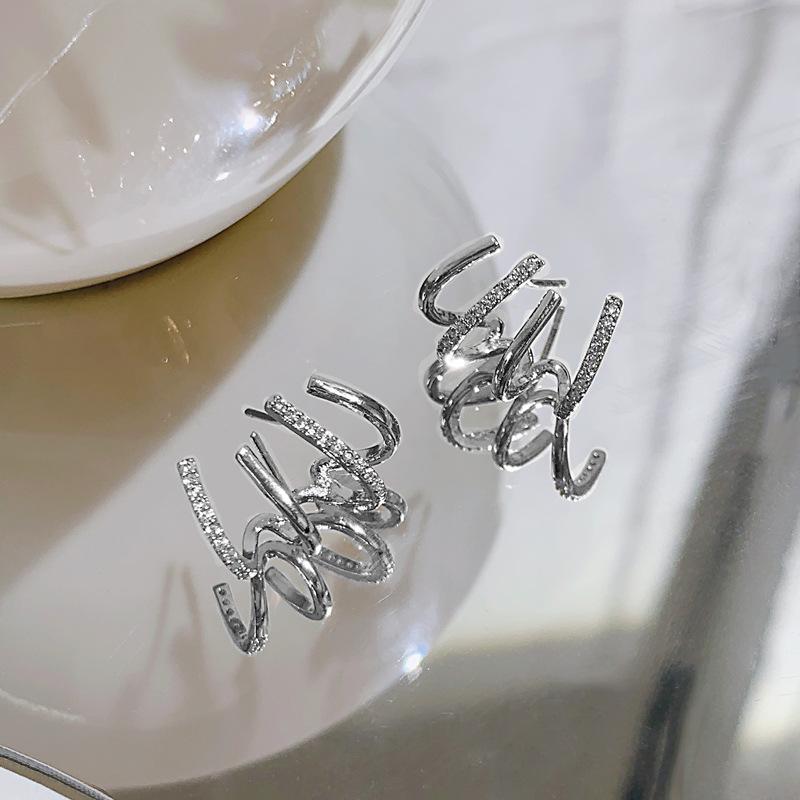 Twist Zircon Hoop Earrings
