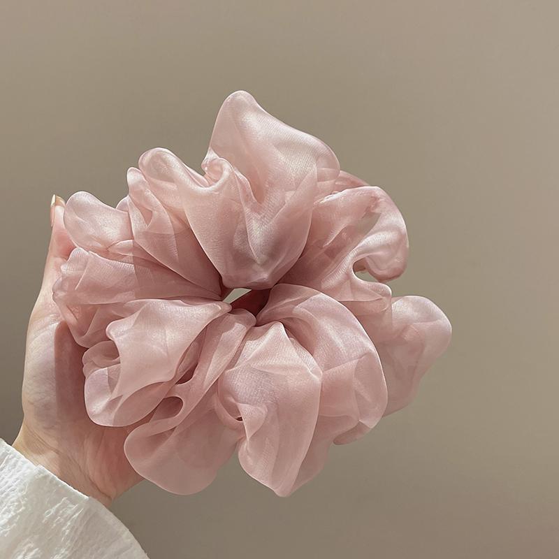 Chiffon Floral Solid Color Large Scrunchie