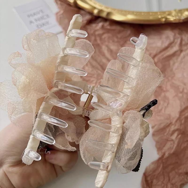 Tulle Flower Hair Claw Clips