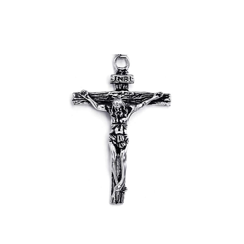 Men's Tri-Color Crucifix Pendant Necklace
