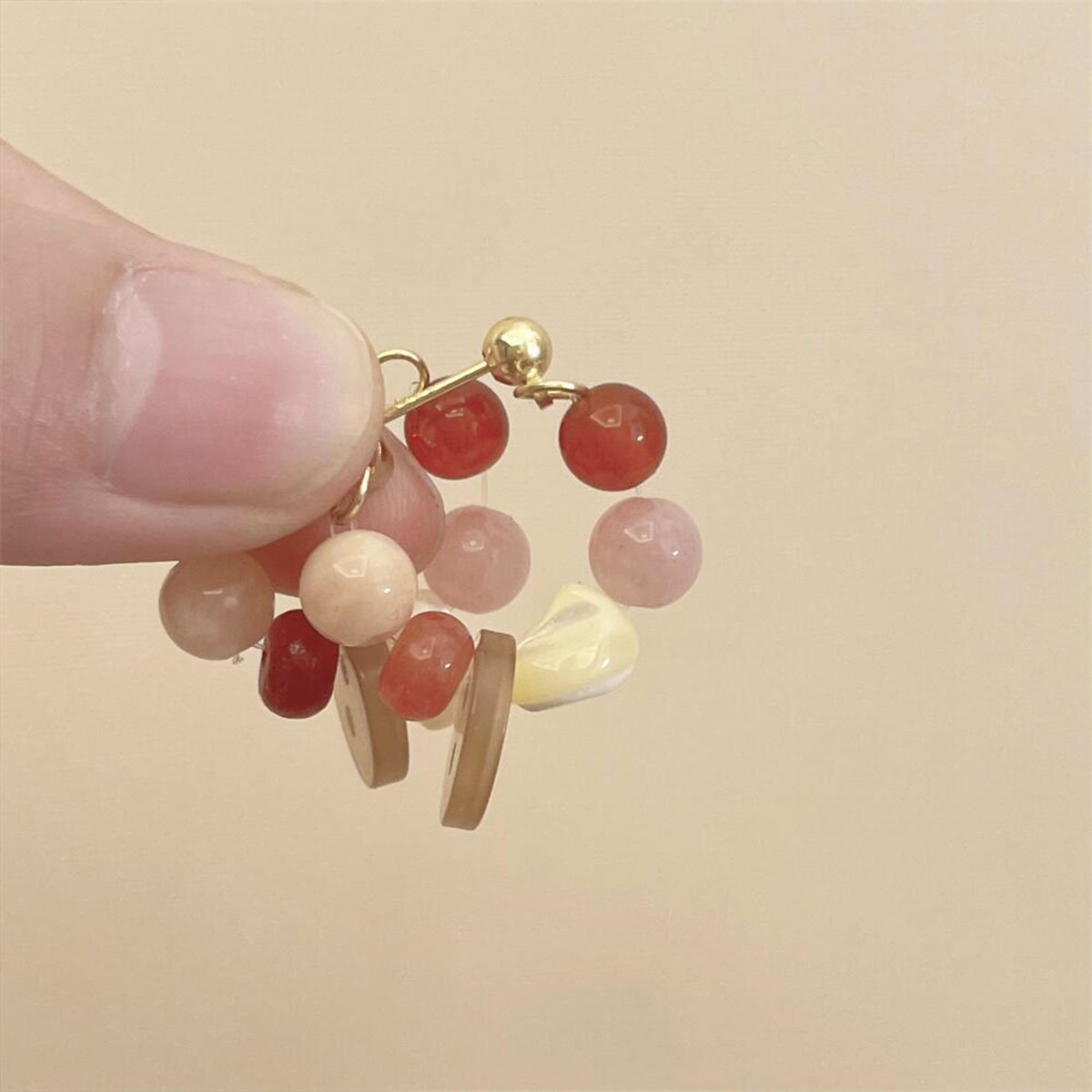 Chic Pink and Red Shell Stone Earrings for Women
