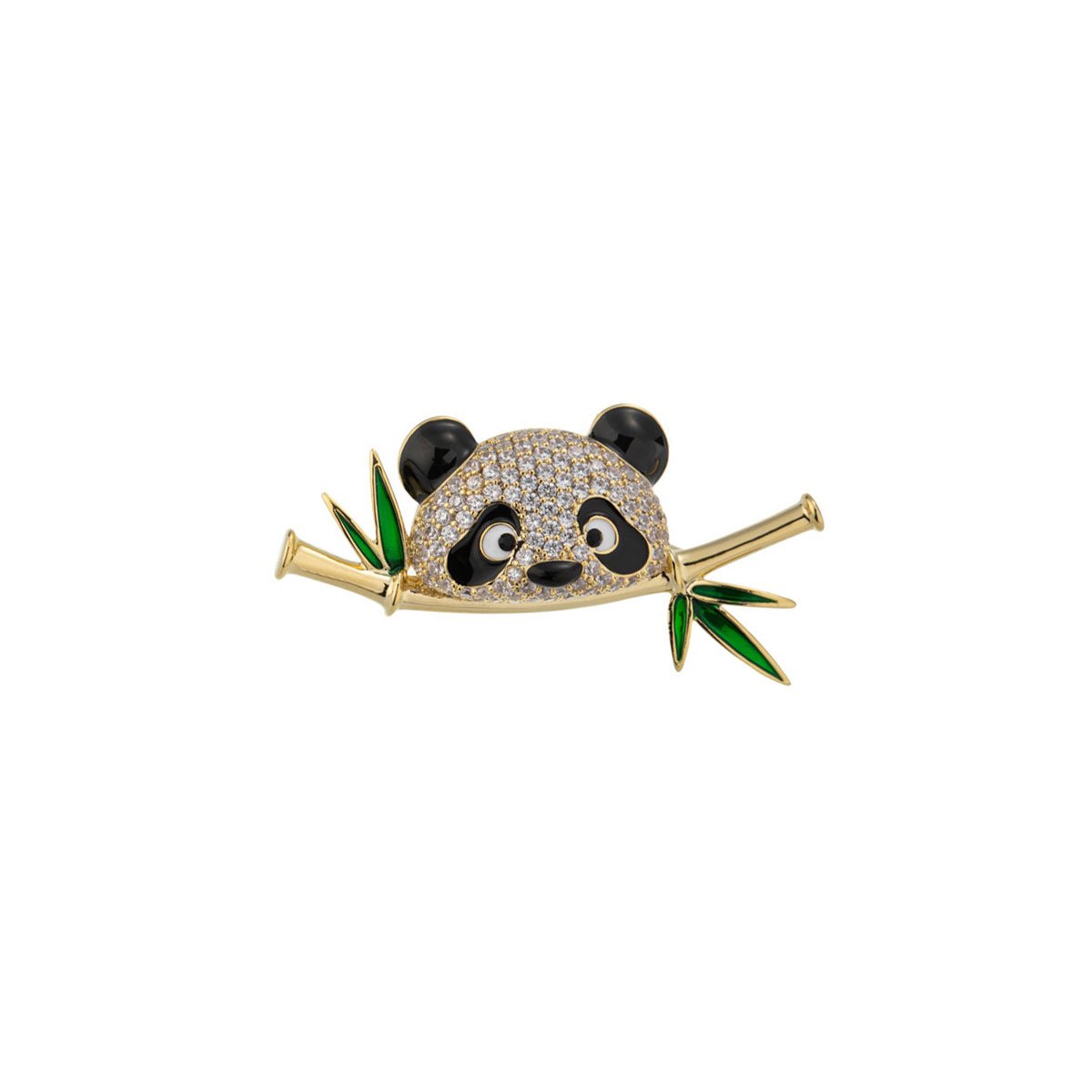 Cute Panda Brooch Pin for Women with Rhinestone and Enamel Details