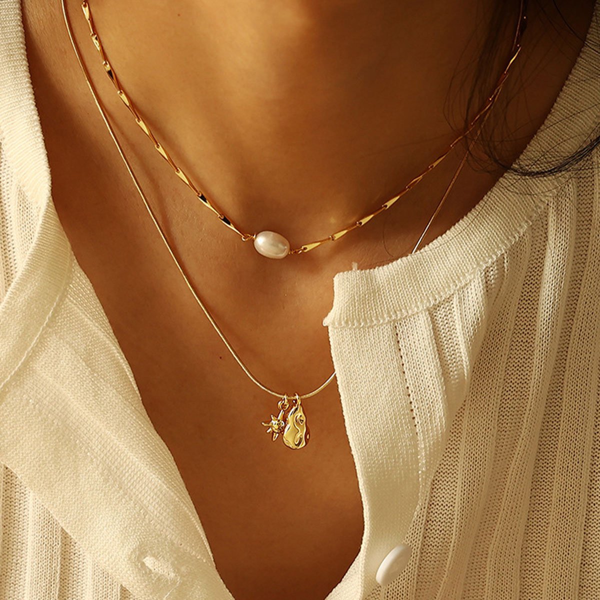 Layered Gold Necklace Set