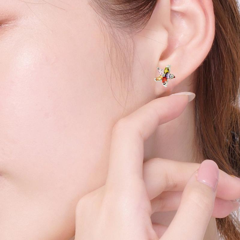 Multi-Colored Zircon Flower Earrings