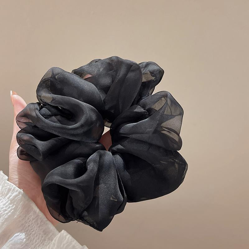 Chiffon Floral Solid Color Large Scrunchie