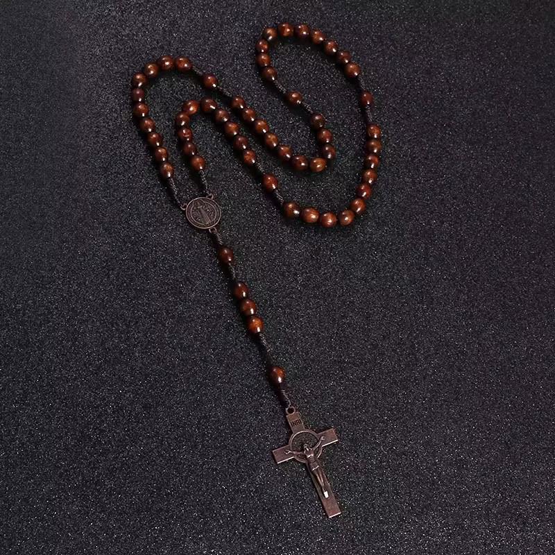 Vintage Wooden Catholic Pendant