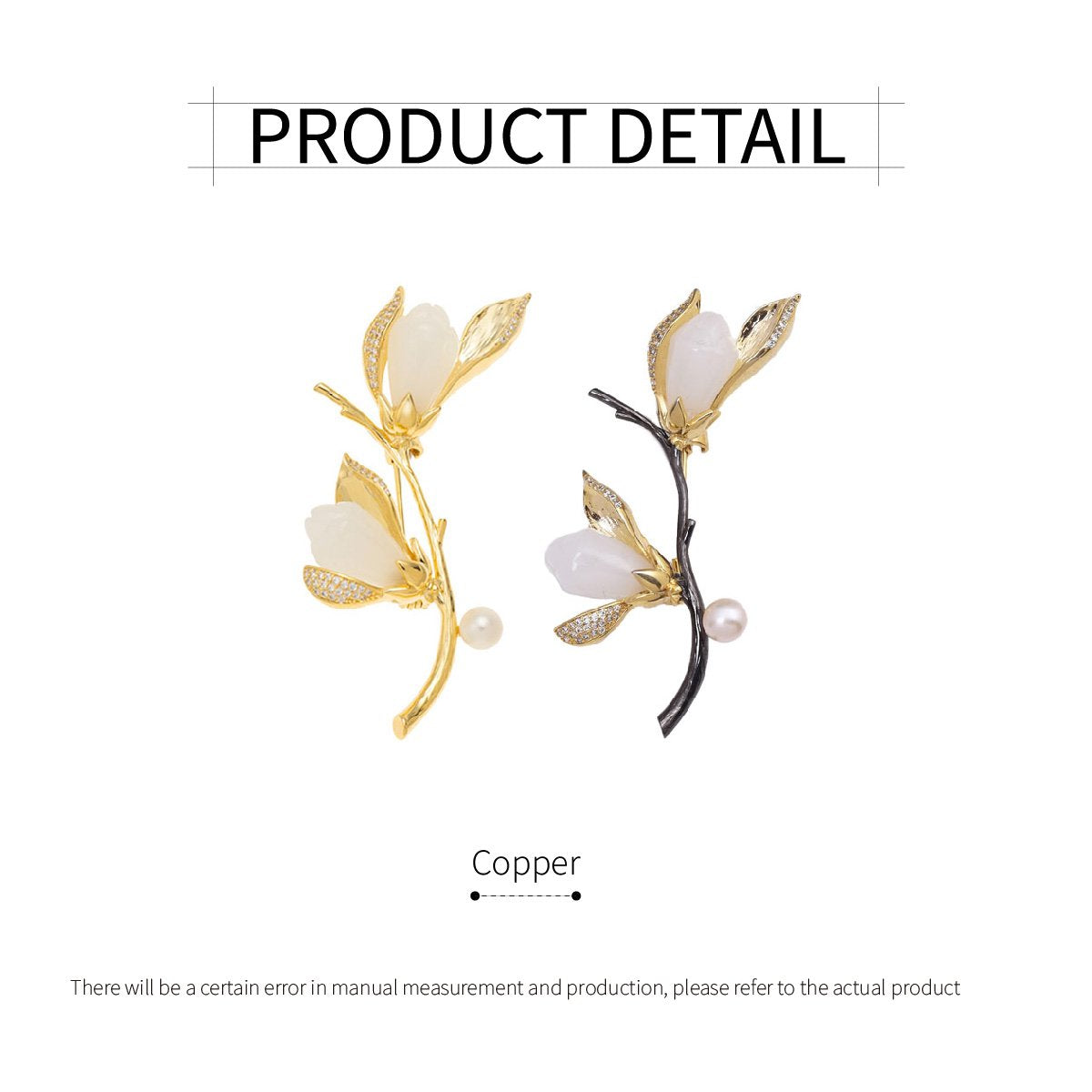 Elegant Floral Brooch Pin for Women with Rhinestone and Pearl Accents
