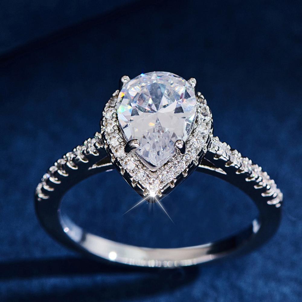 Pear-Shaped Zircon Engagement Ring