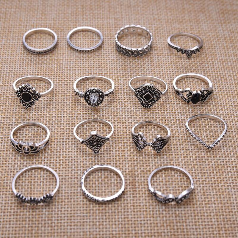 Bohemian Vintage-Inspired Ring Set