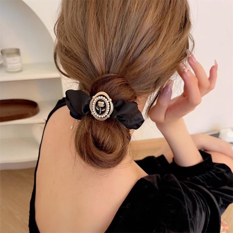 Chiffon Vintage Embossed Flower Scrunchie