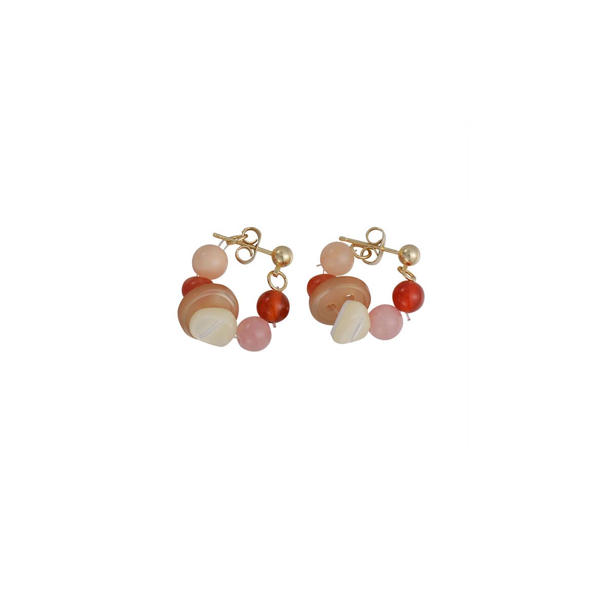 Chic Pink and Red Shell Stone Earrings for Women
