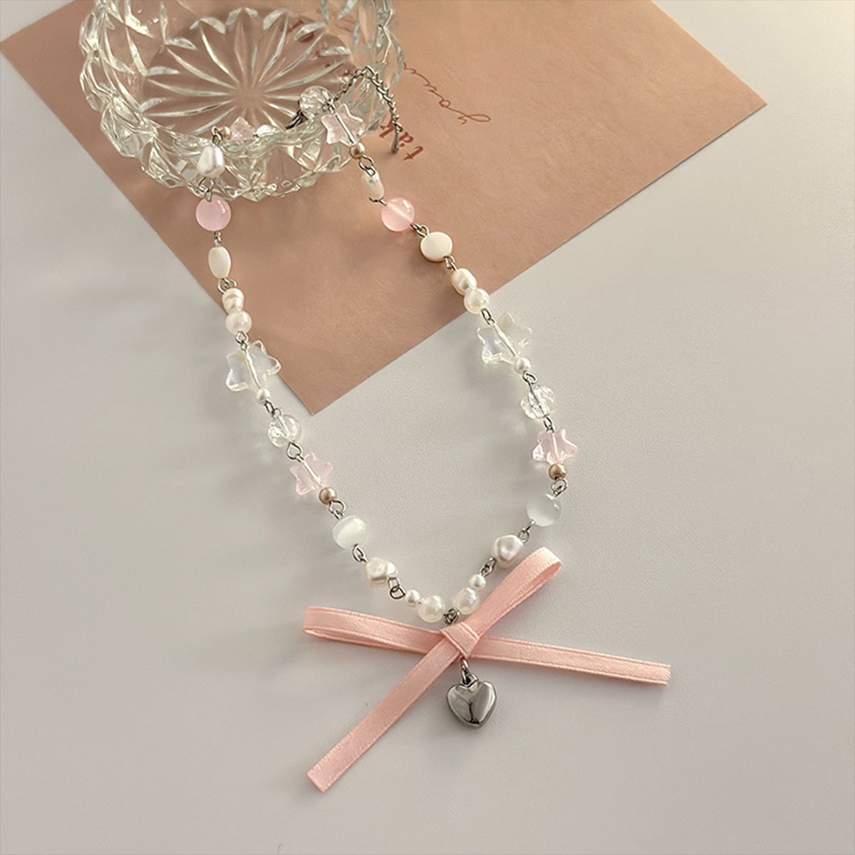 Star and Pearl Charm Necklace