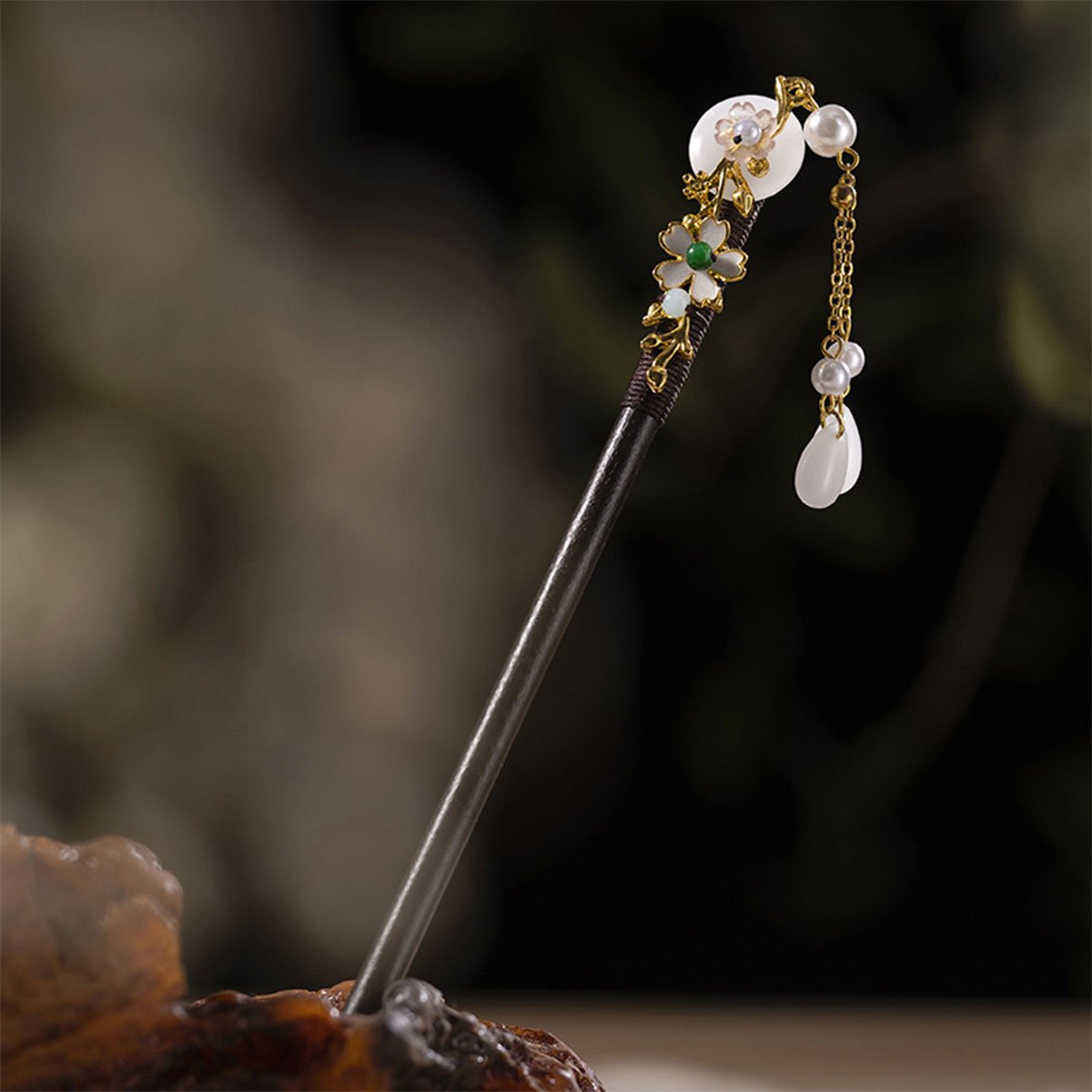 Elegant floral wedding hair accessory with beads and charms