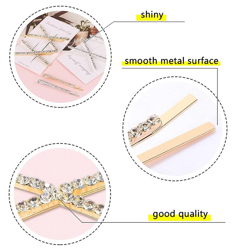 X-Shaped Crystal Hair Pins