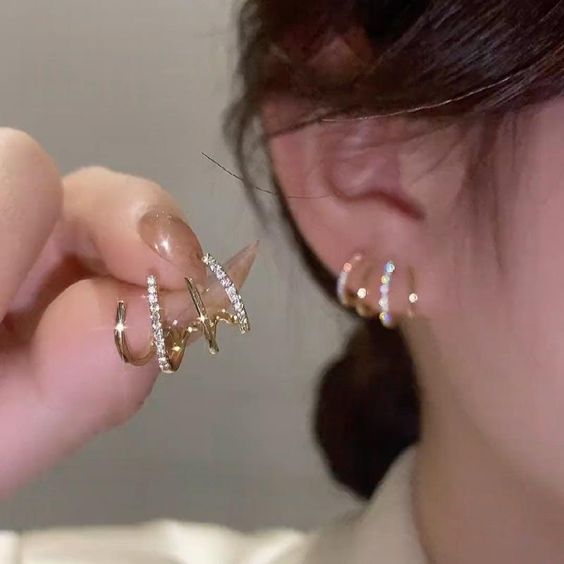 Twist Zircon Hoop Earrings