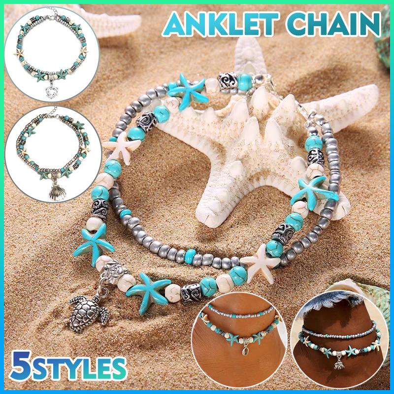 Bohemian Turquoise Rope Anklet