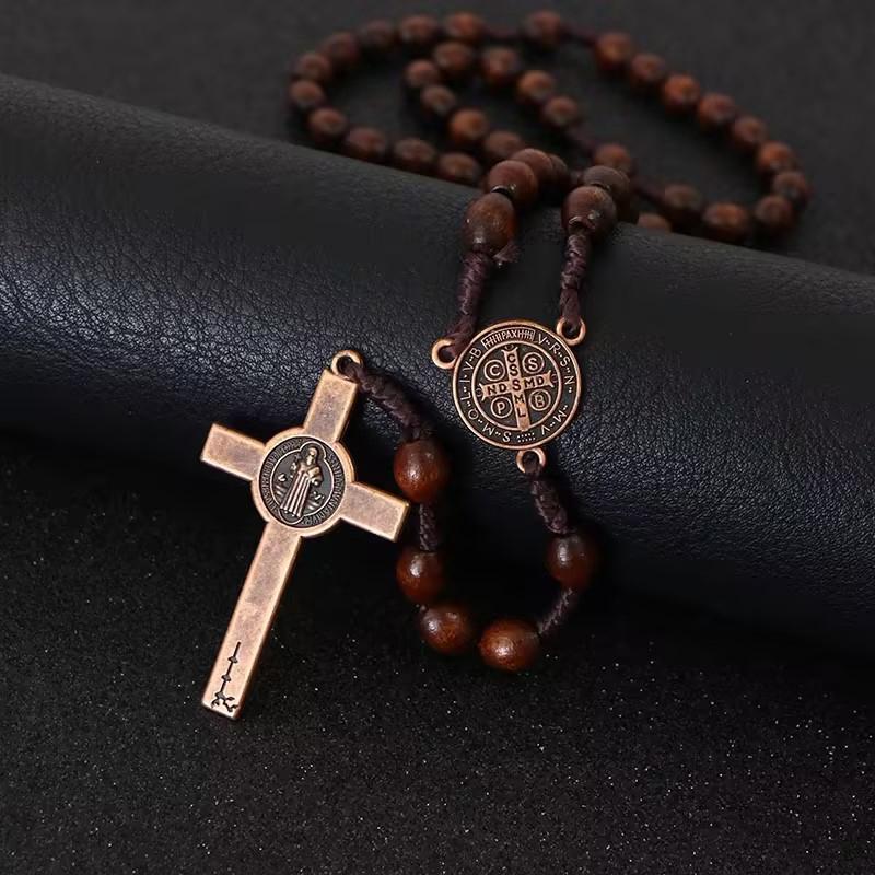 Vintage Wooden Catholic Pendant