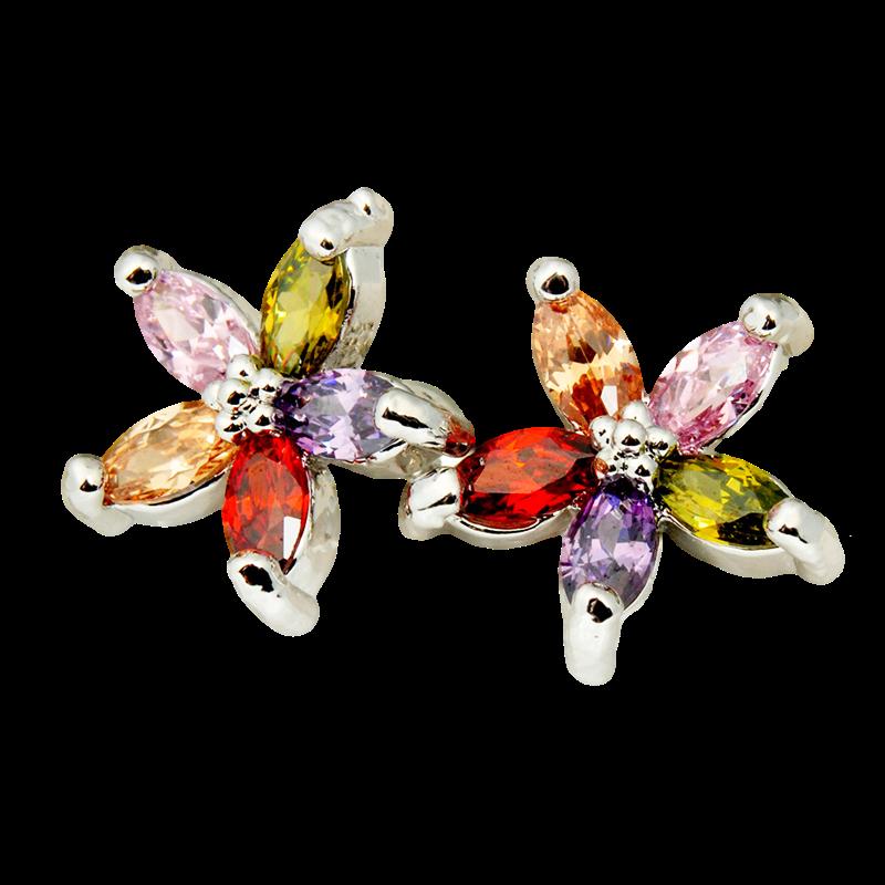 Multi-Colored Zircon Flower Earrings