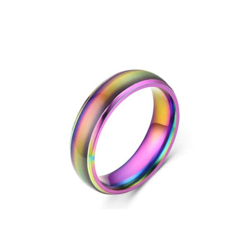 Multi-Hued Stainless Steel Unisex Ring
