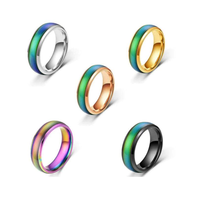 Multi-Hued Stainless Steel Unisex Ring
