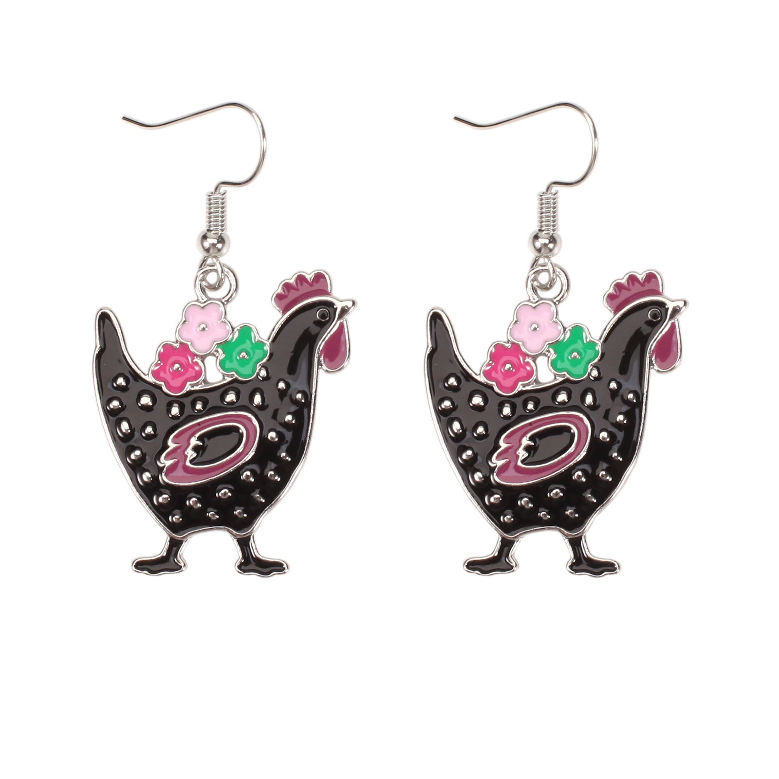 Easter Black Alloy Turkey Earrings