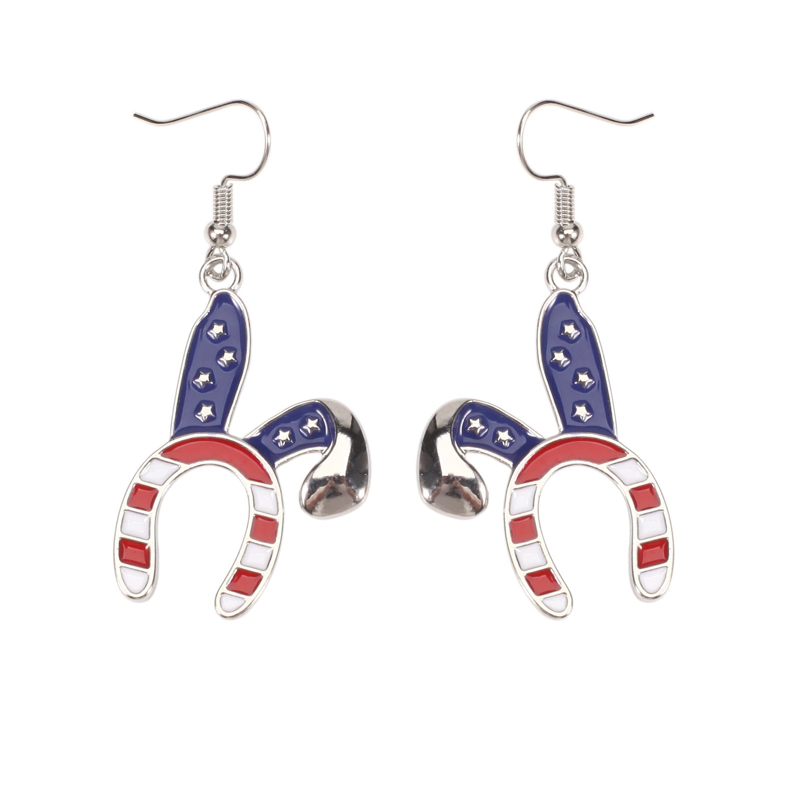 Easter blue alloy bunny ear earrings