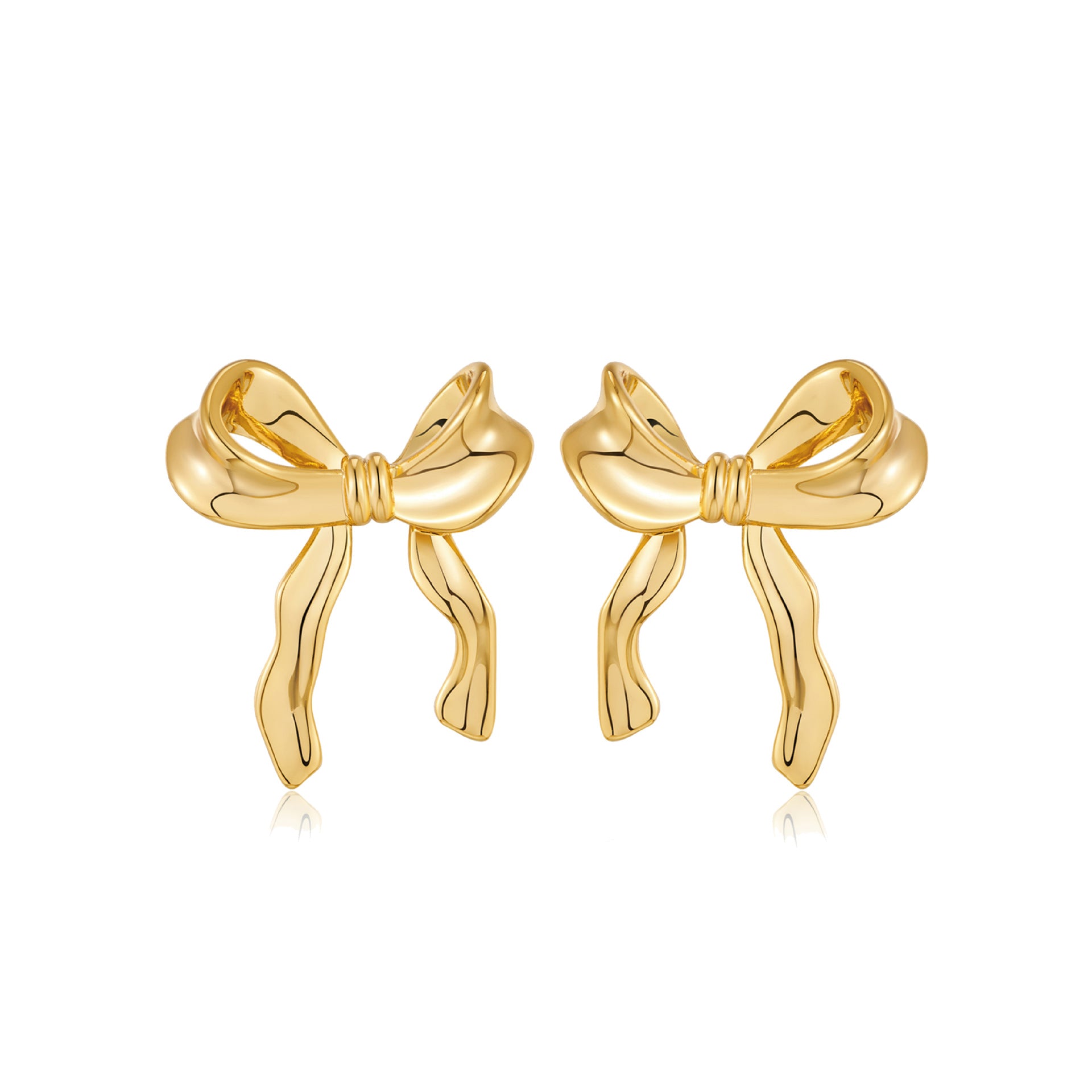 Copper Plated Gold Ribbon Bow Earrings