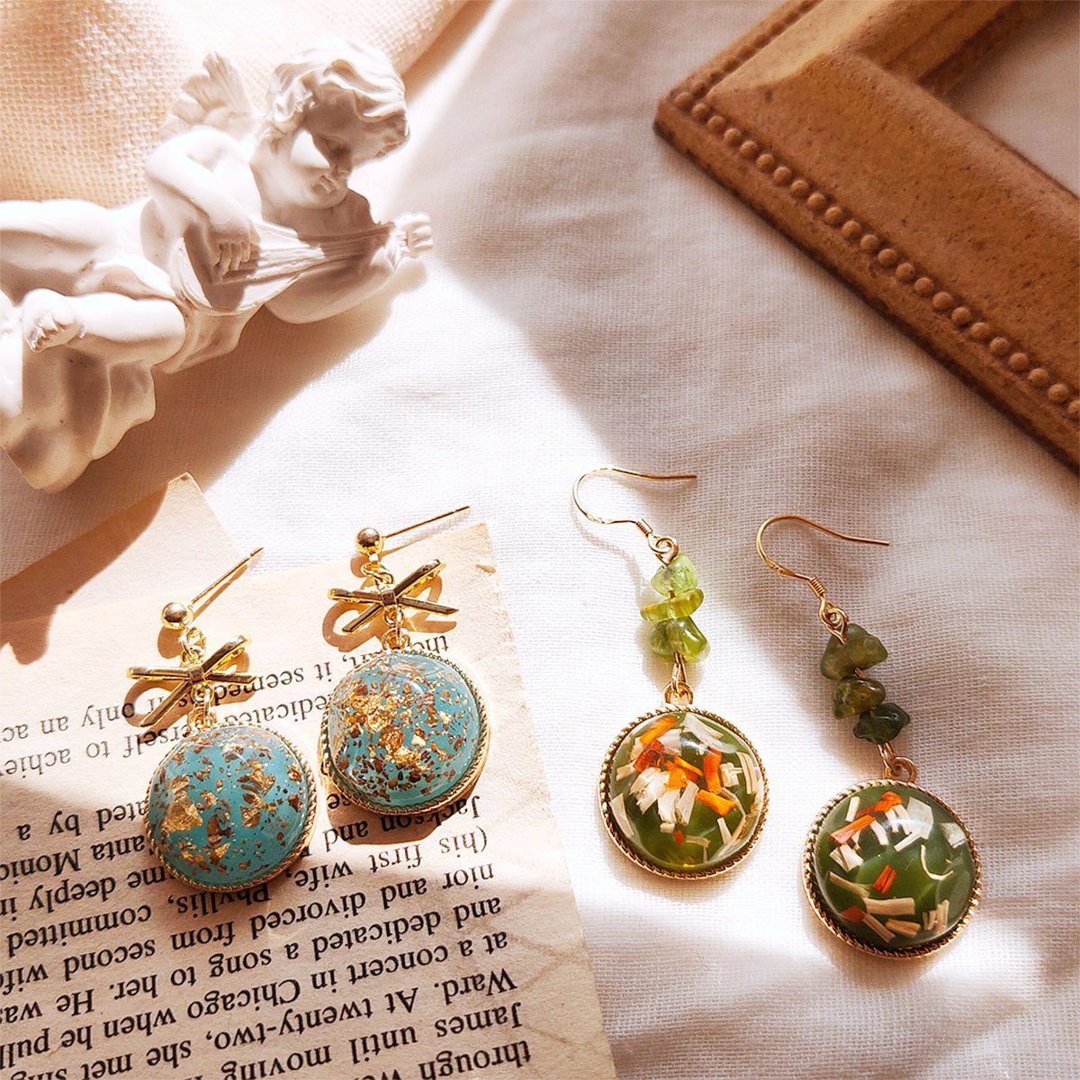 S925 Silver Needle Natural Stone Fairy Earrings
