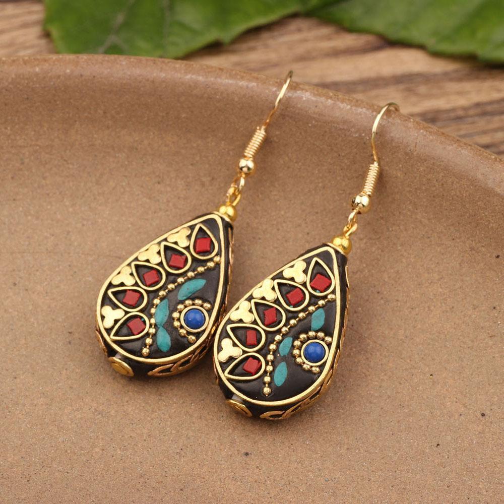 Handmade Green And Red Ethnic Earrings