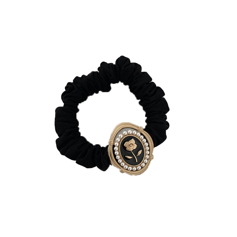 Chiffon Vintage Embossed Flower Scrunchie