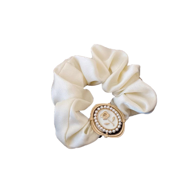 Chiffon Vintage Embossed Flower Scrunchie