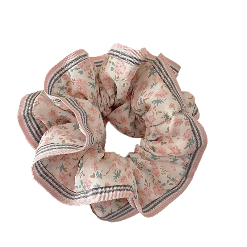 Chiffon Floral Solid Color Large Scrunchie